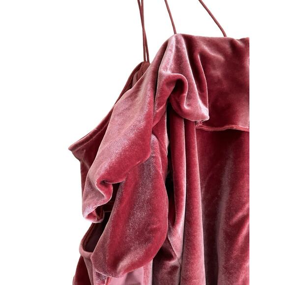 Self-Portrait Pink Velvet Blouse with black lace and bows around cuffs. - Picture 10 of 13